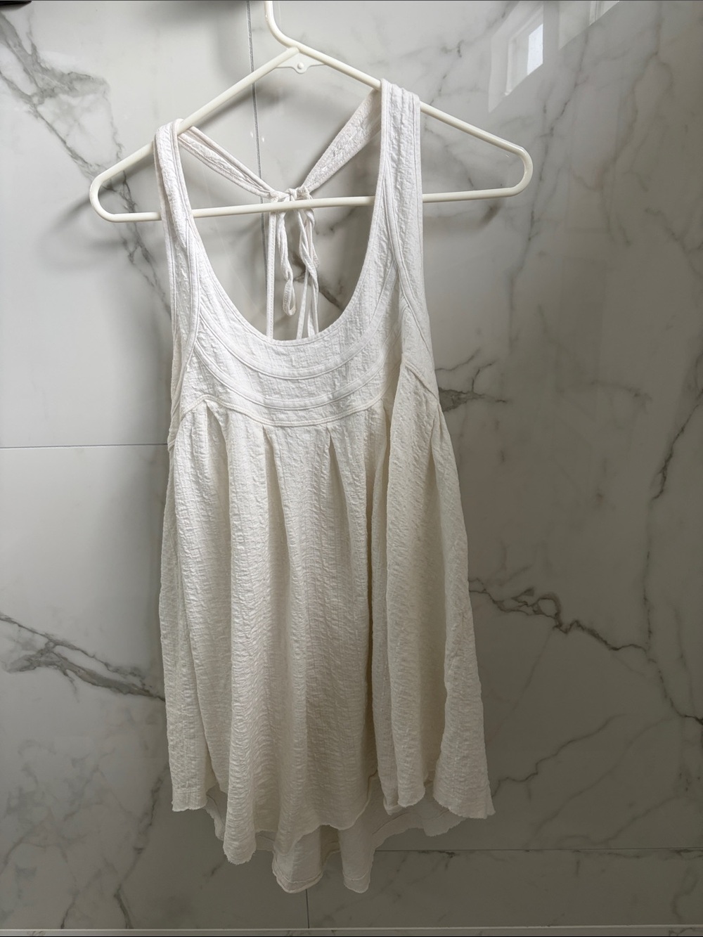 Free People Cream Seafaring Embroidered swinging Tank Top
